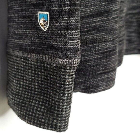 Kuhl Wool Blend Knit Hoodie Sweater S Long Sleeve Pullover V Neck Marled Gray - Picture 5 of 7